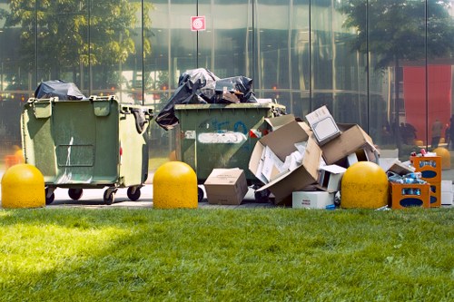 Modern recycling stations in a commercial setting